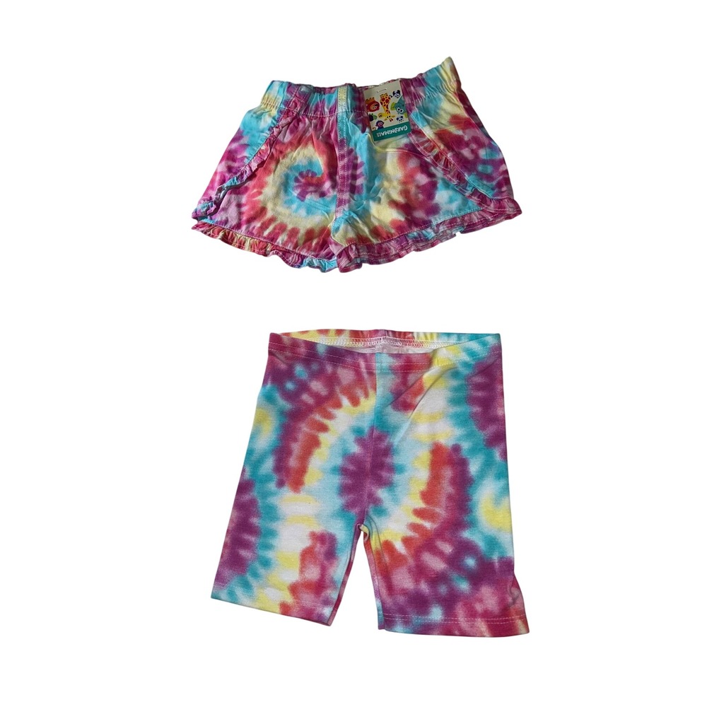 Garanimals Girls 2T Tie Dye Shorts Pack of 2 Ruffle and Bike Shorts Set Multi